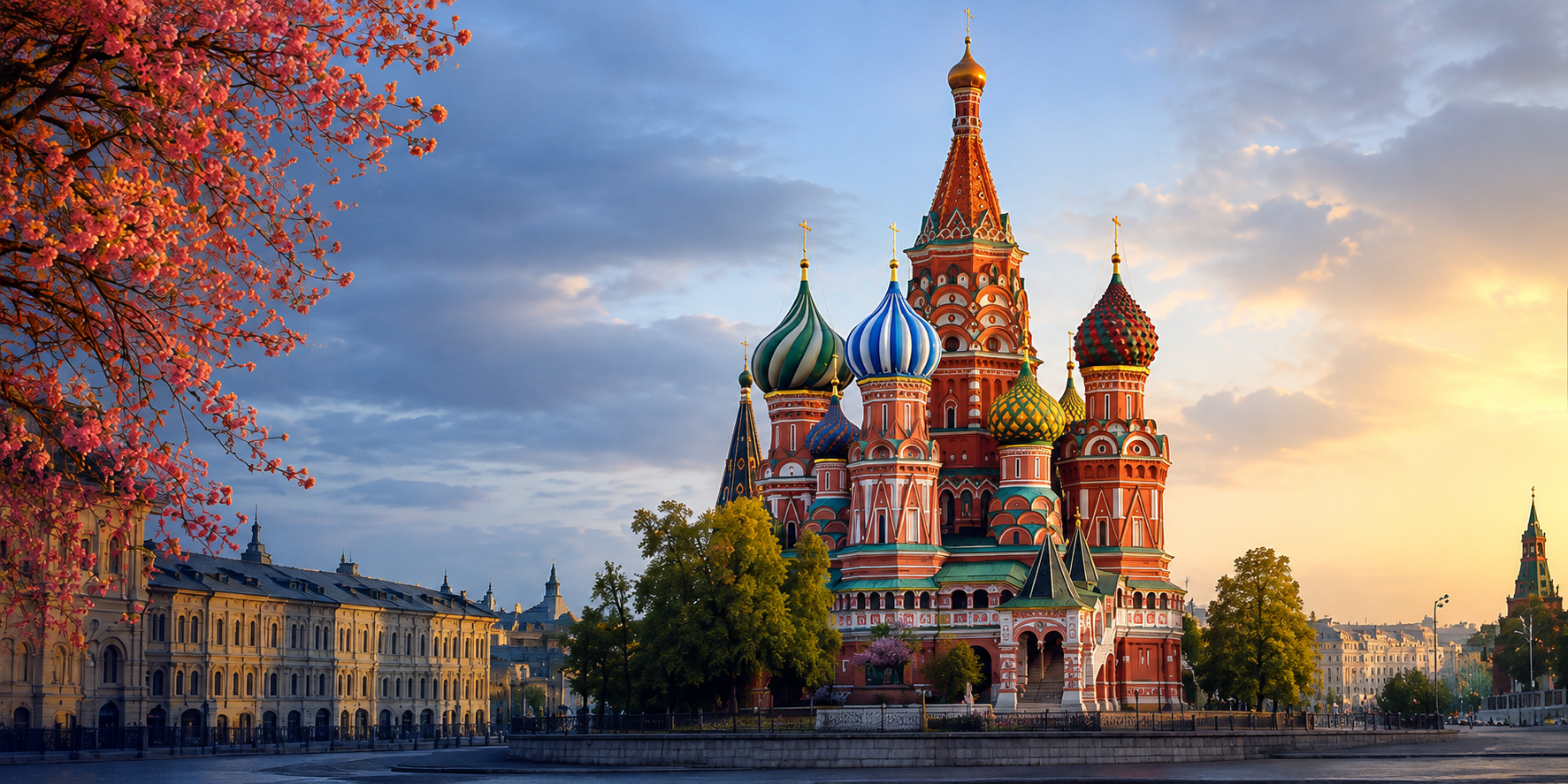 Moscow skyline at sunset
